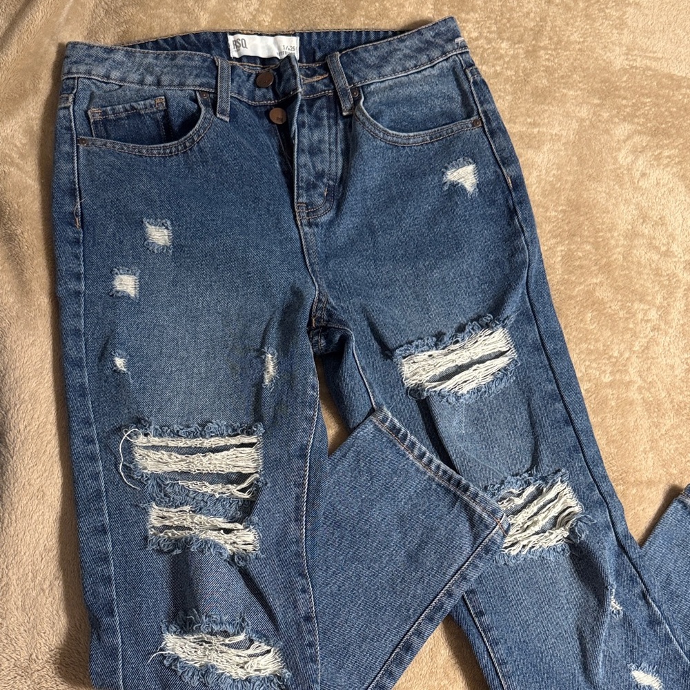 RSQ Blue Distressed Boyfriend Jeans
